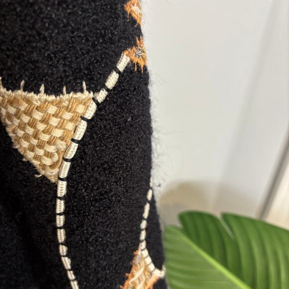 Vtg Black Cardigan Beaded Sequin Geometric Statement Sweater | Dark Autumn - Picture 7 of 9